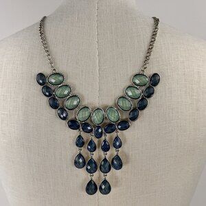 Erica Lyons EL Blue Green Gemstones Statement Necklace 21"-24" Adjustable Chain
